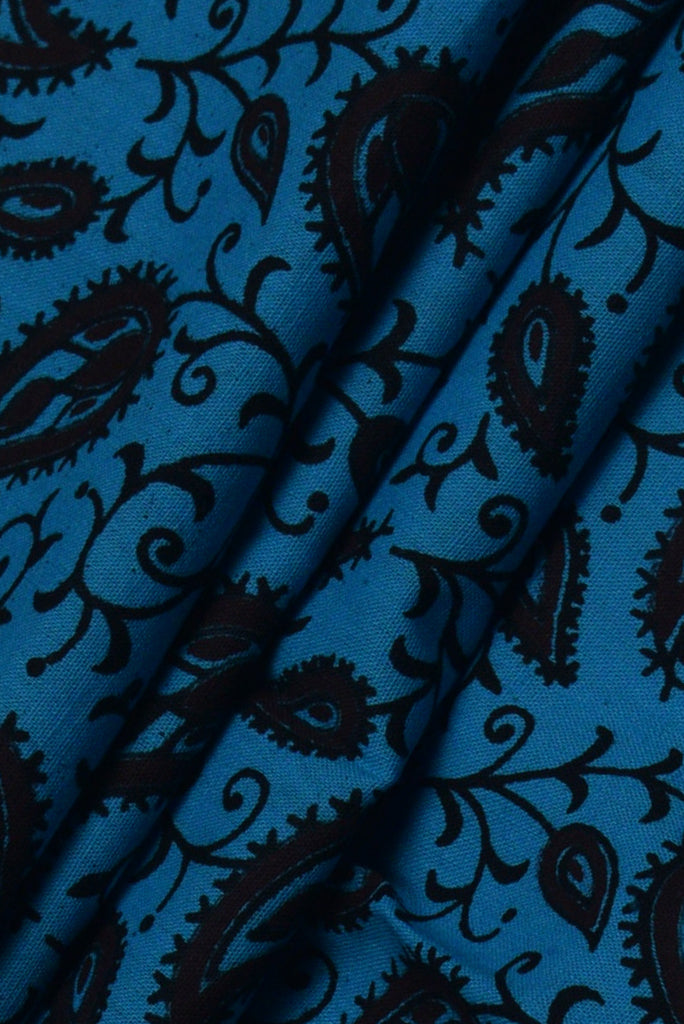 Blue Buta Print Cotton Fabric