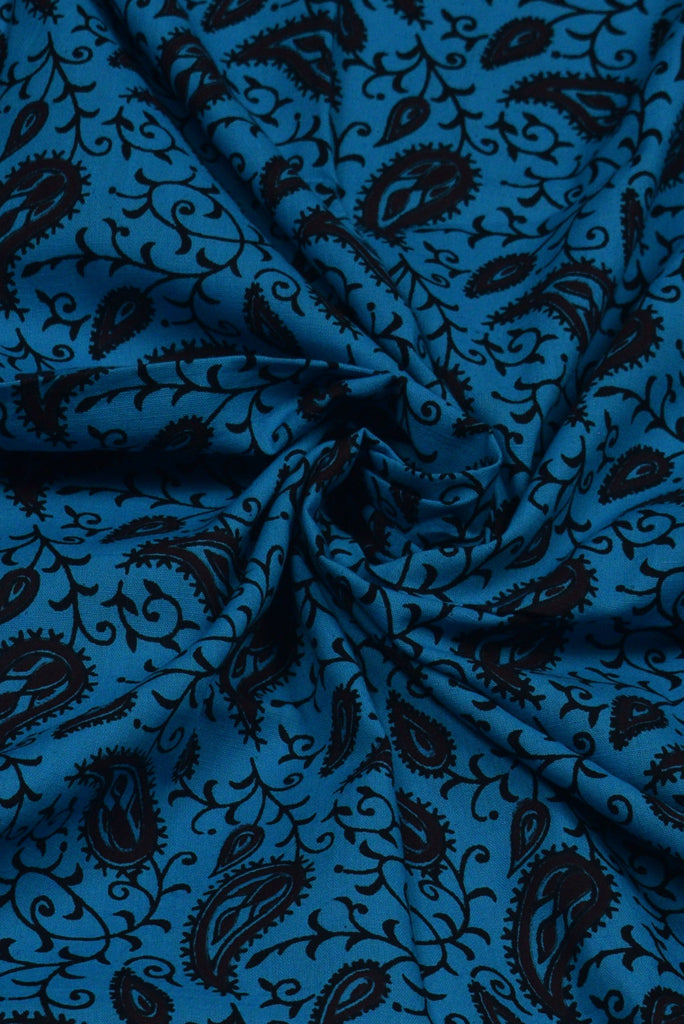 Blue Buta Print Cotton Fabric