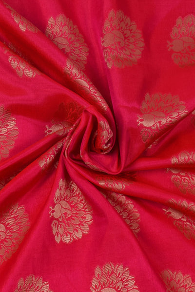 Pink Flower Print Jacquard Silk Fabric