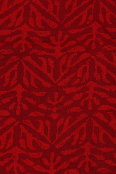 Red Leaf Print Rayon Fabric