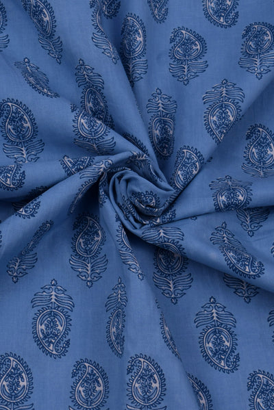 Blue Cotton Printed Fabric