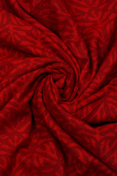 Red Leaf Print Rayon Fabric