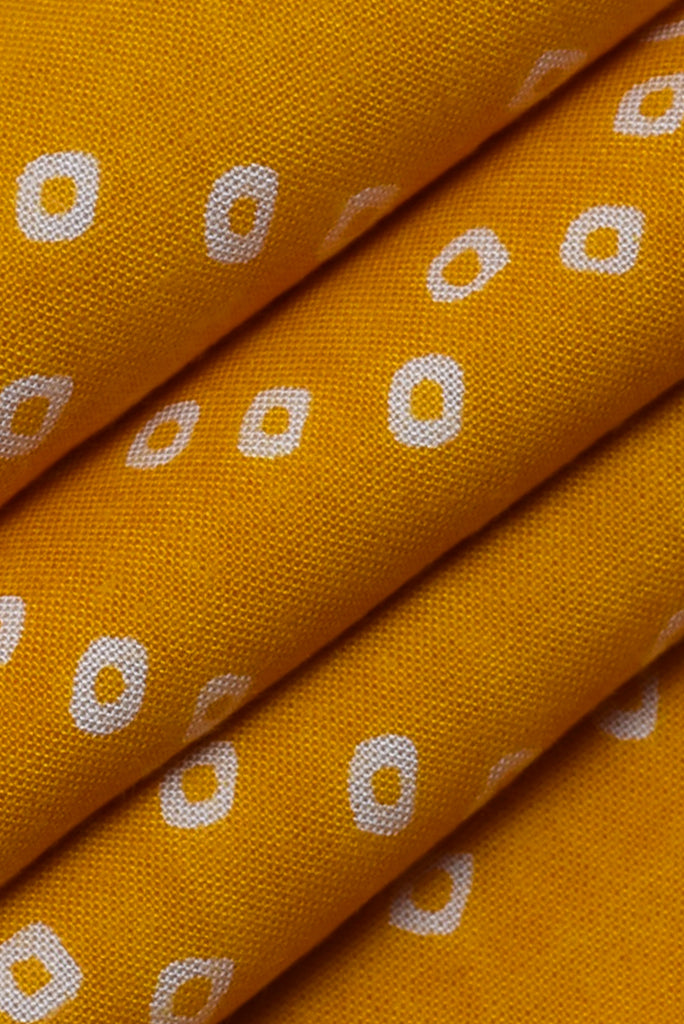 Yellow Bandhej Print Rayon  Fabric