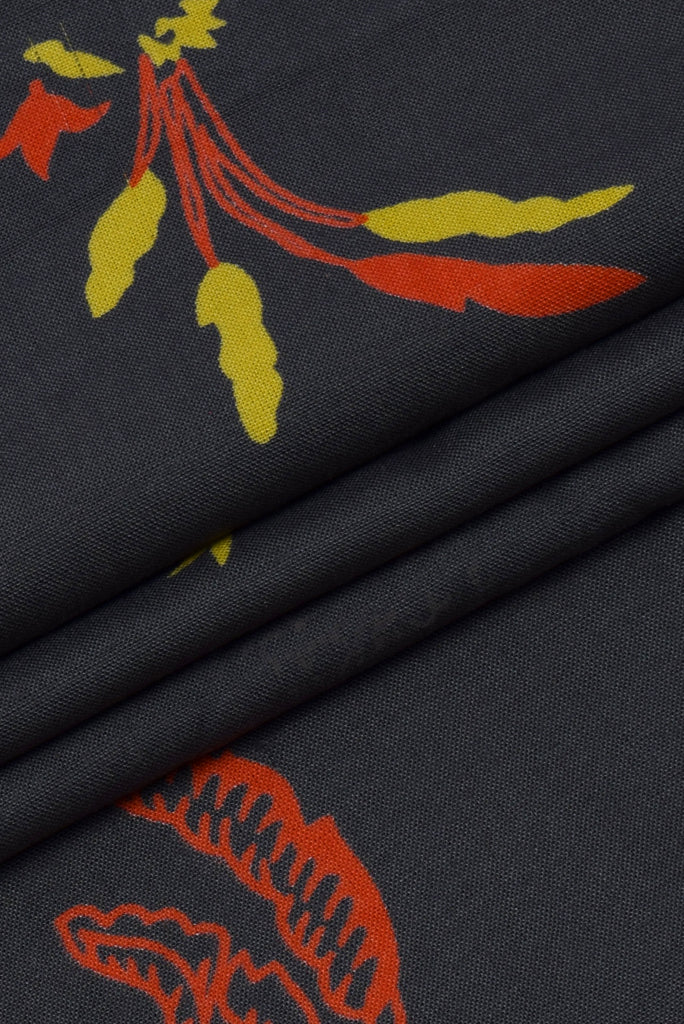 Dark Grey Rayon Print Fabric