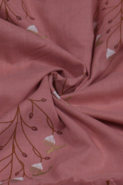 Pink Flower Print Cotton Fabric