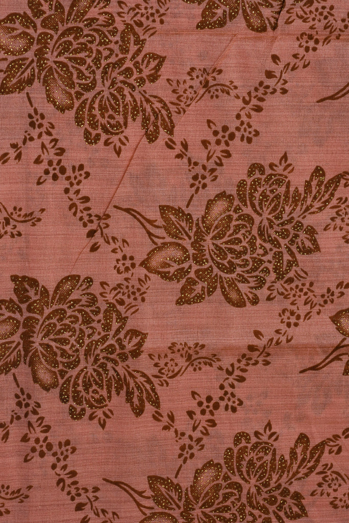 Peach Flower Taffeta Bamboo Silk Fabric