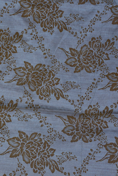 Grey Flower Taffeta Bamboo Silk Fabric