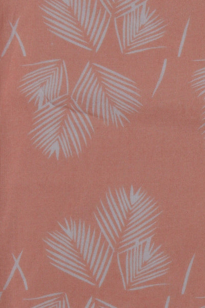 Peach Leaf Print Cotton Fabric