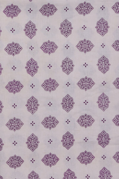 Purple Handblock Printed Rayon Fabric