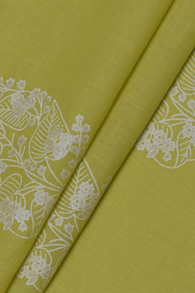 Light Green Flower Print Cotton Fabric