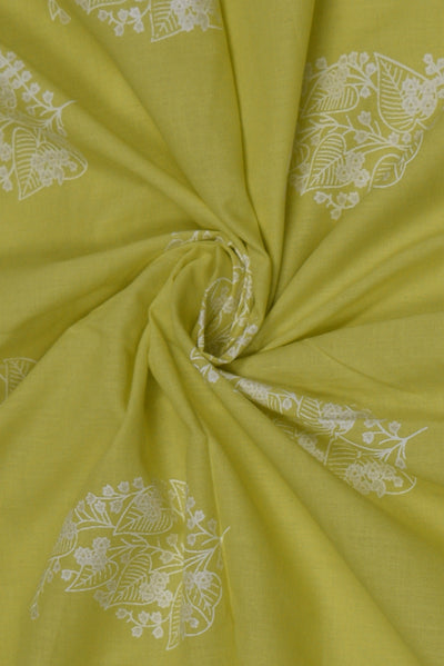 Light Green Flower Print Cotton Fabric