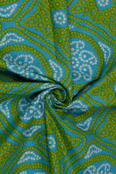 Green Bandhej Cotton Printed Fabric