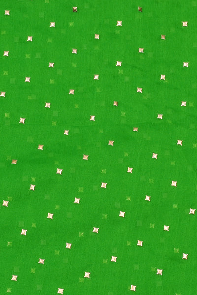 Forest Green Star Print Chiffon Fabric