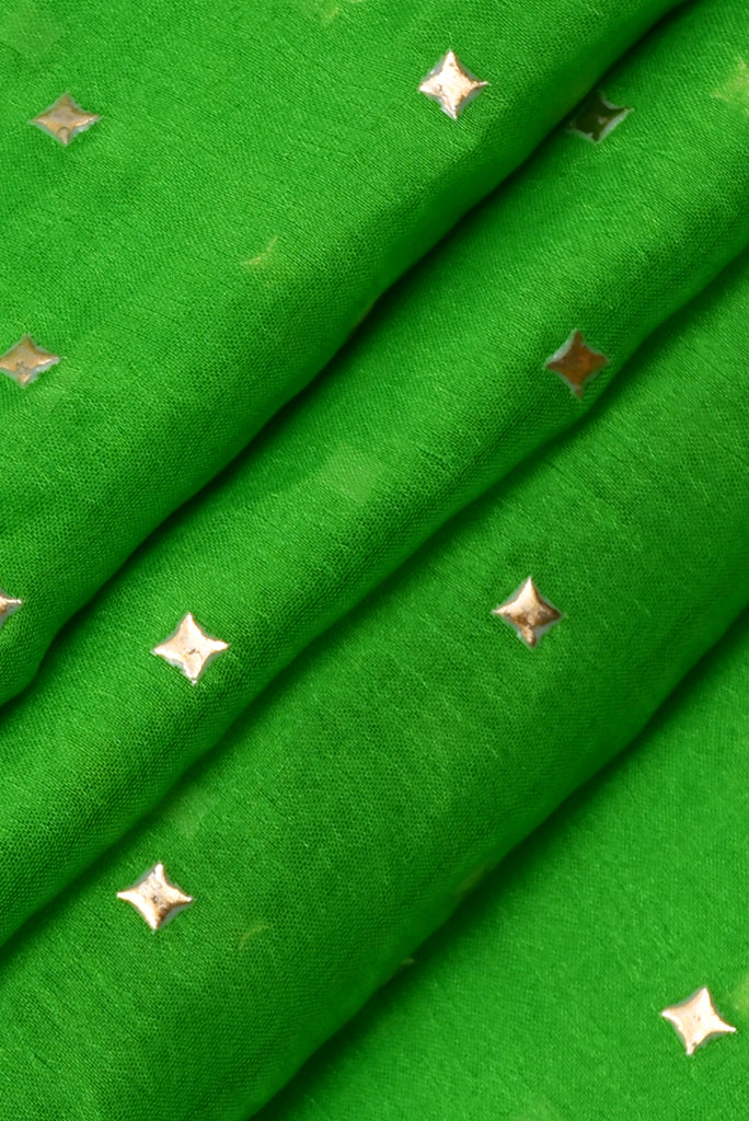 Forest Green Star Print Chiffon Fabric