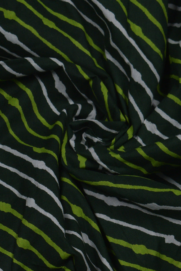 Green Leheriya Print Cotton Fabric