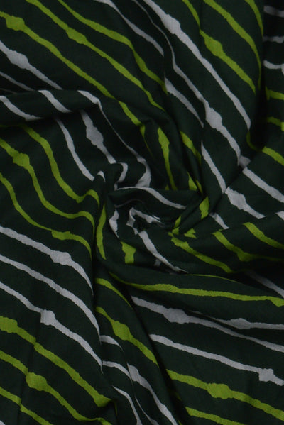 Green Leheriya Print Cotton Fabric