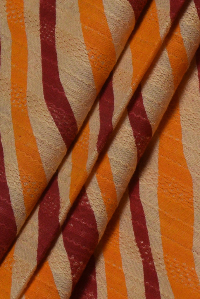 Yellow Stripes Print Rayon Fabric