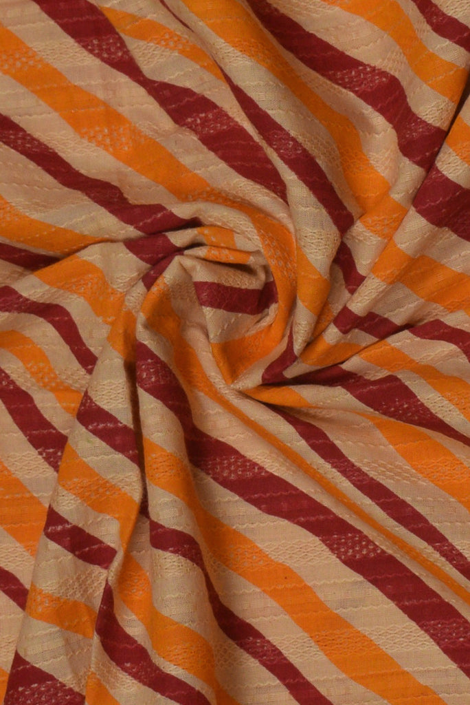 Yellow Stripes Print Rayon Fabric