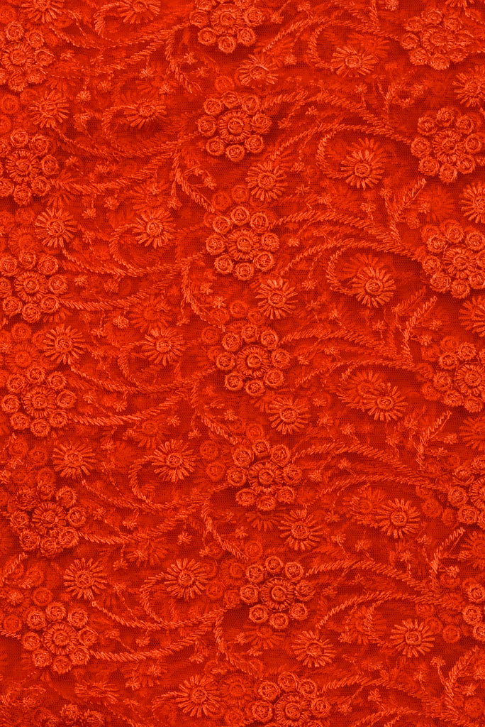 Orange Net Work Fabric