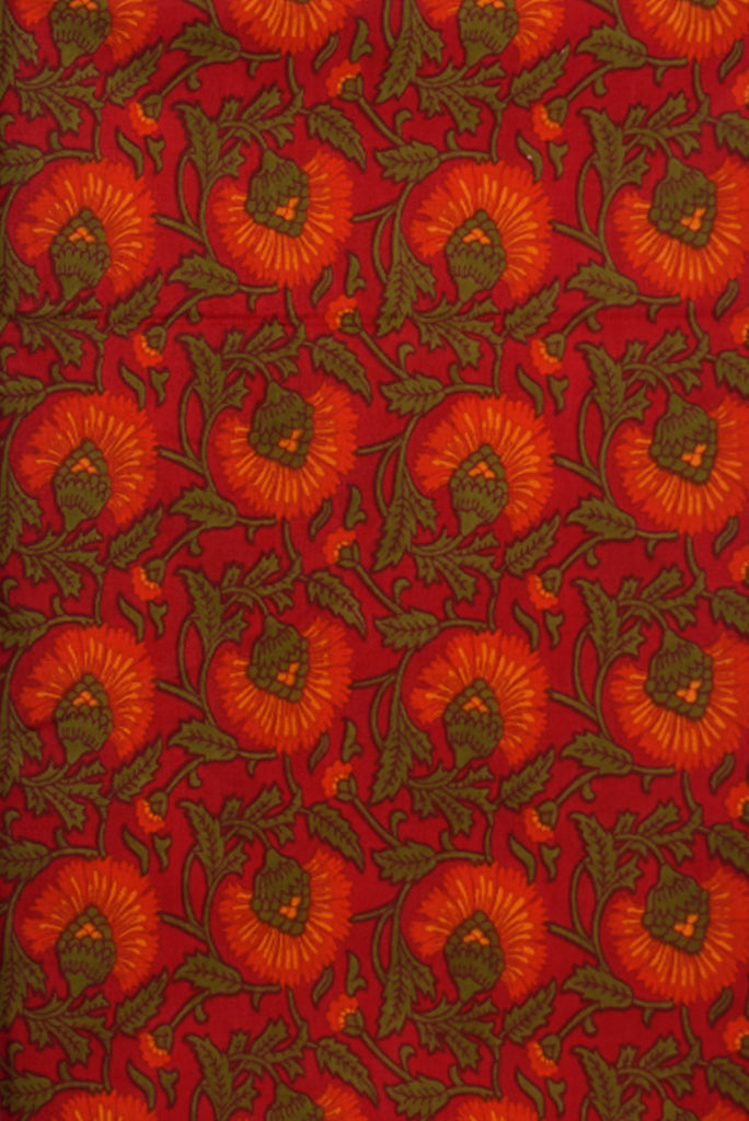 Maroon Floral Rayon Fabric