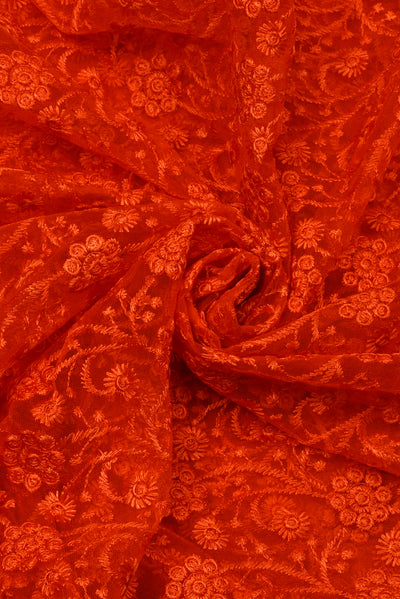 Orange Net Work Fabric