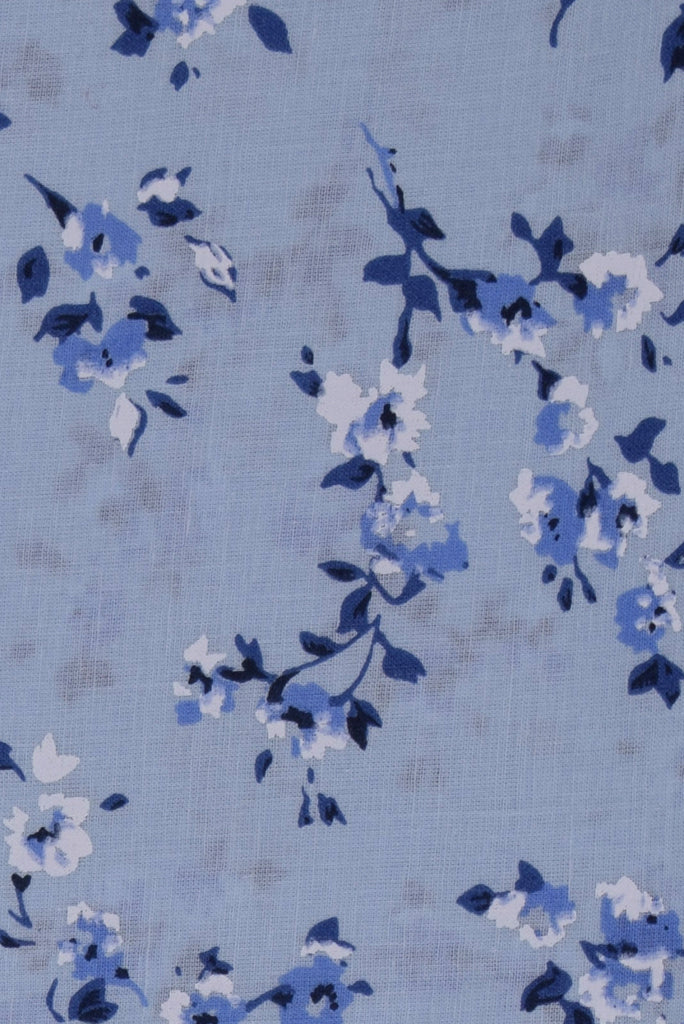 Sky blue  Floral Cotton  Fabric