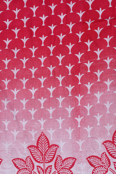 Red Leaf Screen Print Cotton Fabric