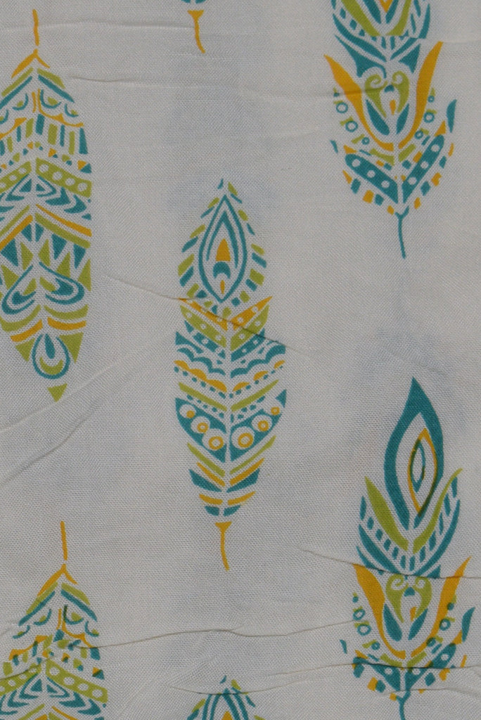 White Flower Print Rayon Fabric