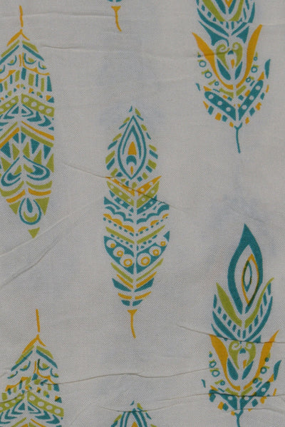 White Flower Print Rayon Fabric
