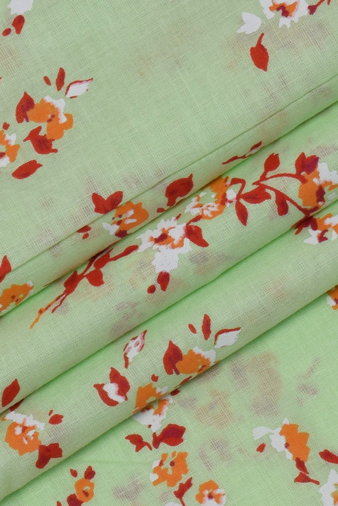 Green Floral Cotton Fabric