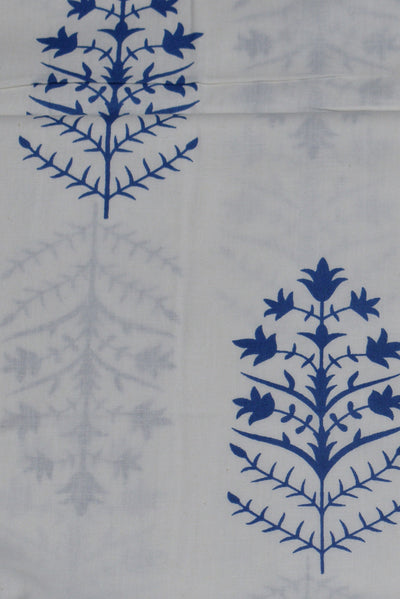 White Leaf Print Cotton Fabric