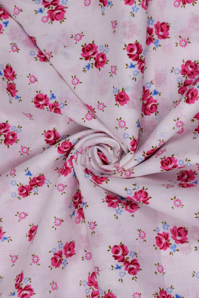 Pink Flower Rayon Fabric