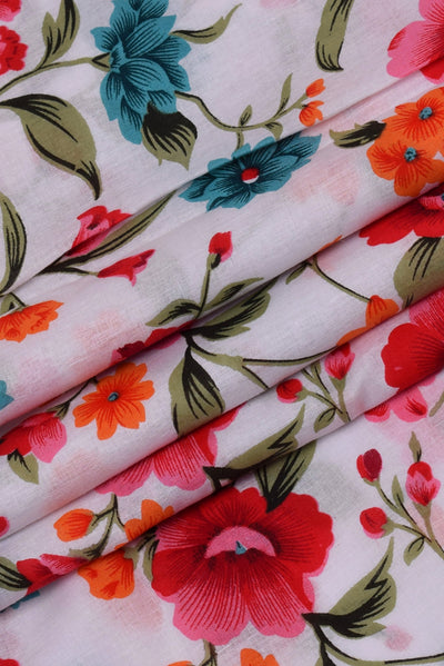 Floral Cotton Screen Print Fabric