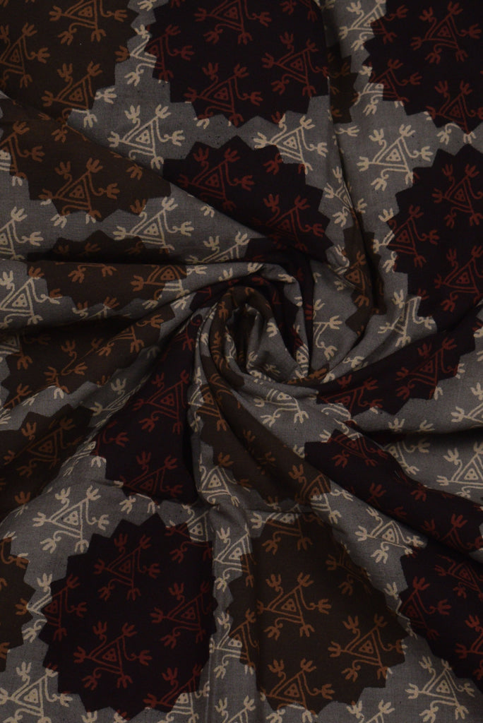 Brown Printed Cotton Fabric
