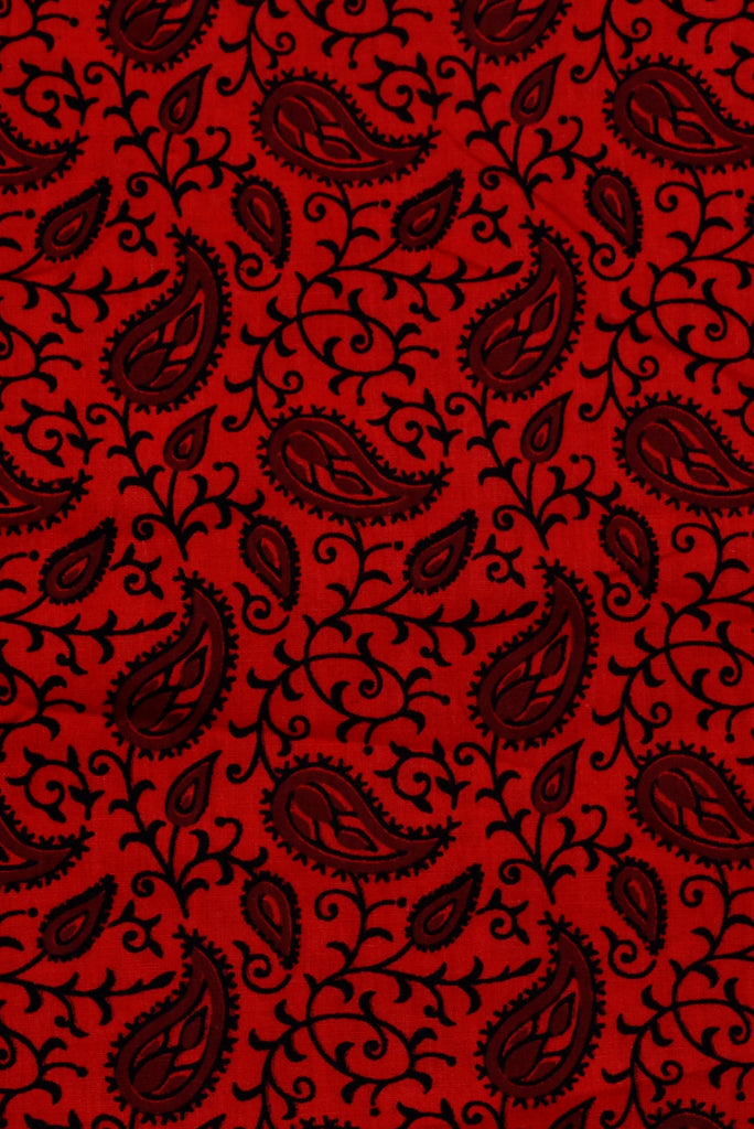 Venetian Red Flower Print Cotton Fabric