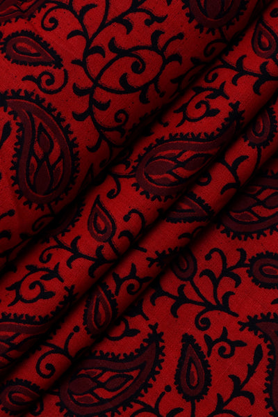 Venetian Red Flower Print Cotton Fabric