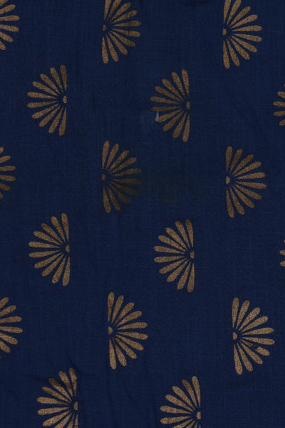 Blue Leaf Print Cotton Fabric