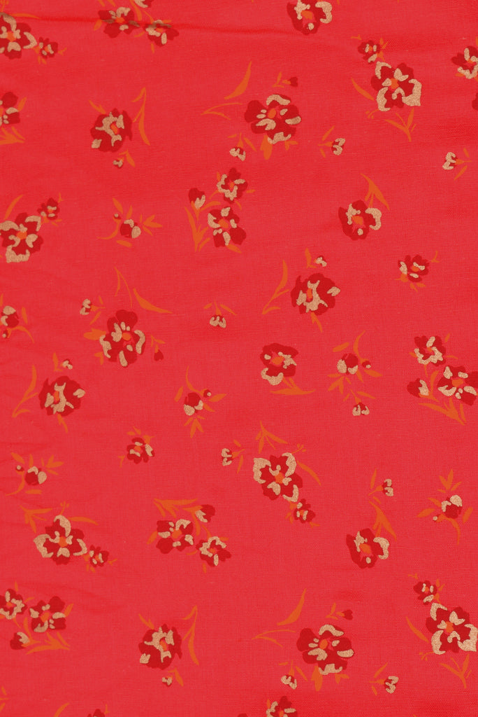 Red Floral Rayon Fabric