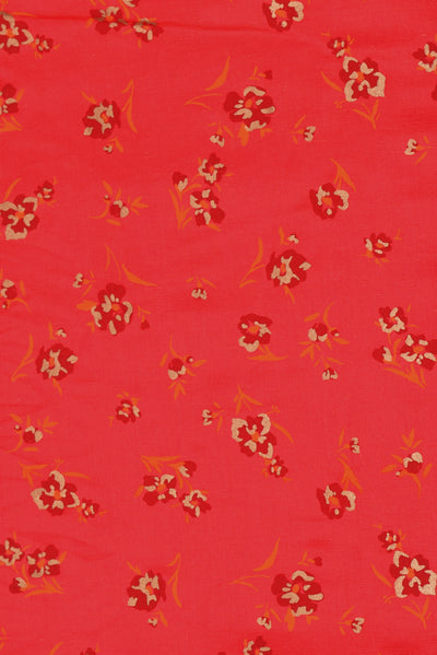 Red Floral Rayon Fabric