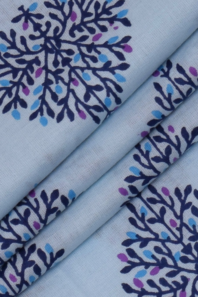 Blue Floral Rayon Fabric
