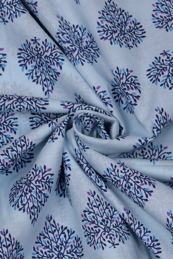 Blue Floral Rayon Fabric