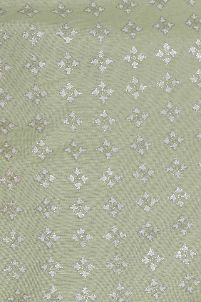 Honey Green Glitter Print Rayon Fabric