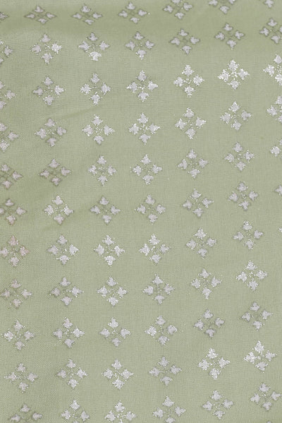 Honey Green Glitter Print Rayon Fabric