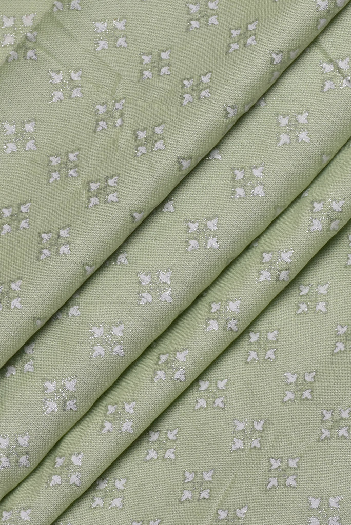 Honey Green Glitter Print Rayon Fabric