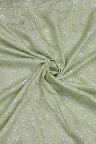 Honey Green Glitter Print Rayon Fabric