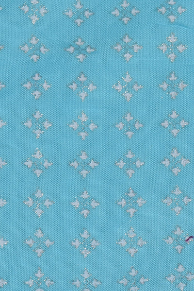Sky Blue Glitter Print Rayon Fabric