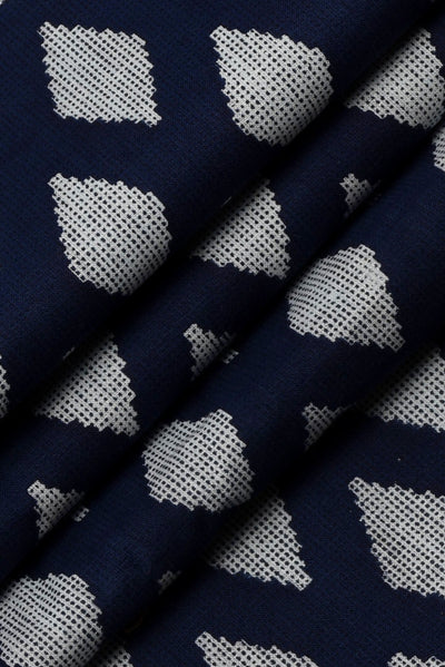 Navy Blue Diamond Print Cotton Fabric