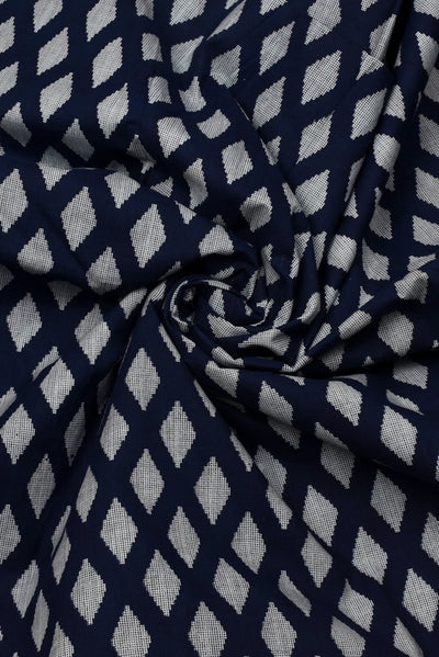 Navy Blue Diamond Print Cotton Fabric
