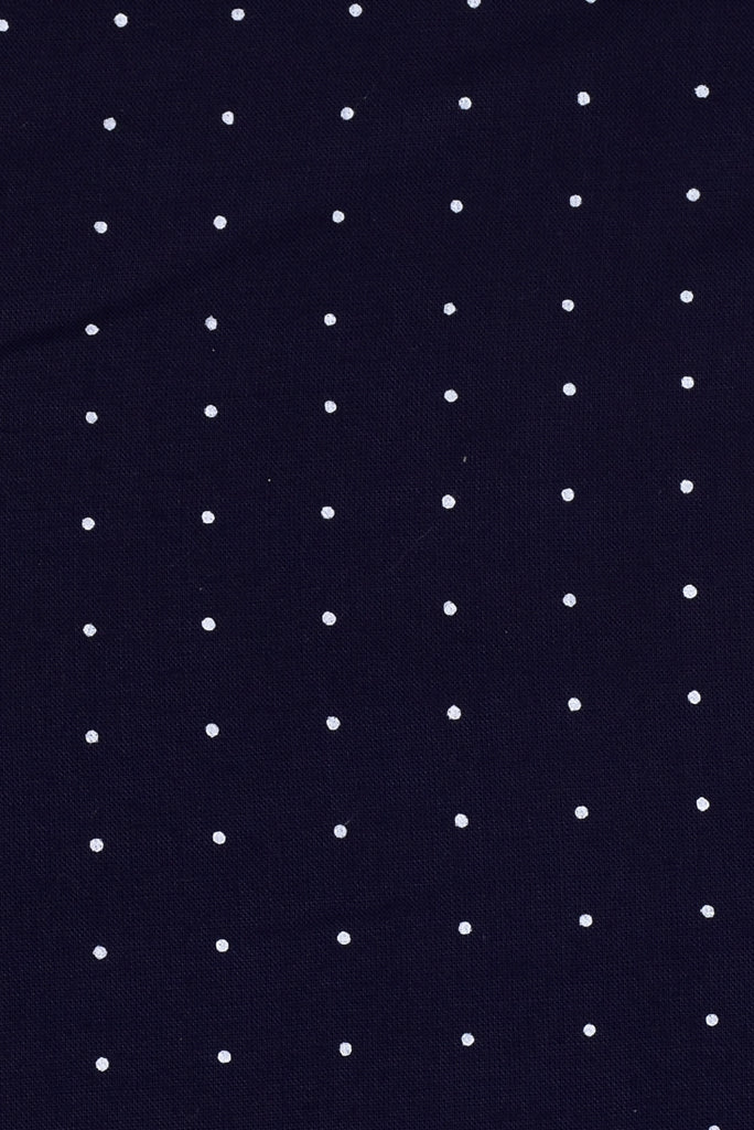 Navy Blue Polka Dots Print Rayon Fabric