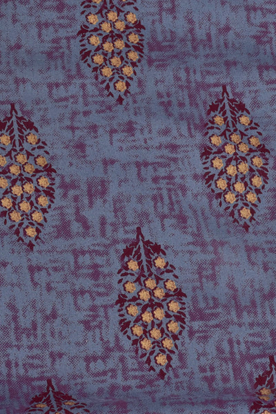 Gray Leaf Print Rayon Fabric